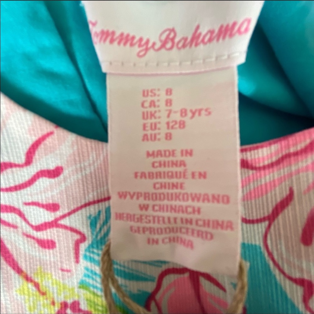 NEW Tommy Bahama Kids Pink Blue Floral Dress 5 & 8 - Picture 4 of 9